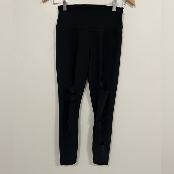Alo Yoga High Waist Ripped Warrior Leggings Black S - Picture 8 of 16